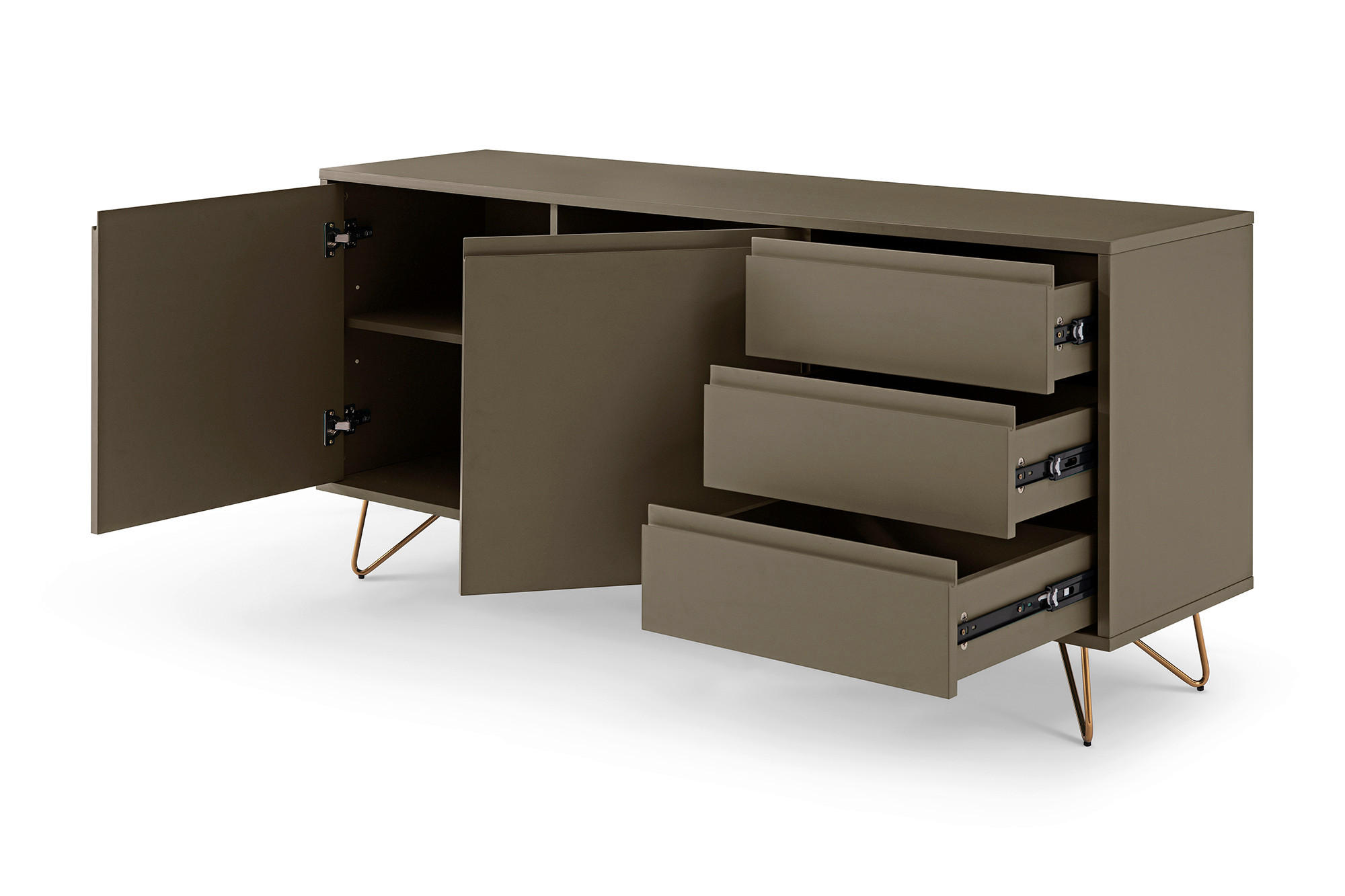 SIDEBOARD  in 150/70/40 cm  - Messingfarben/Grau, Design, Holzwerkstoff/Metall (150/70/40cm) - Livetastic