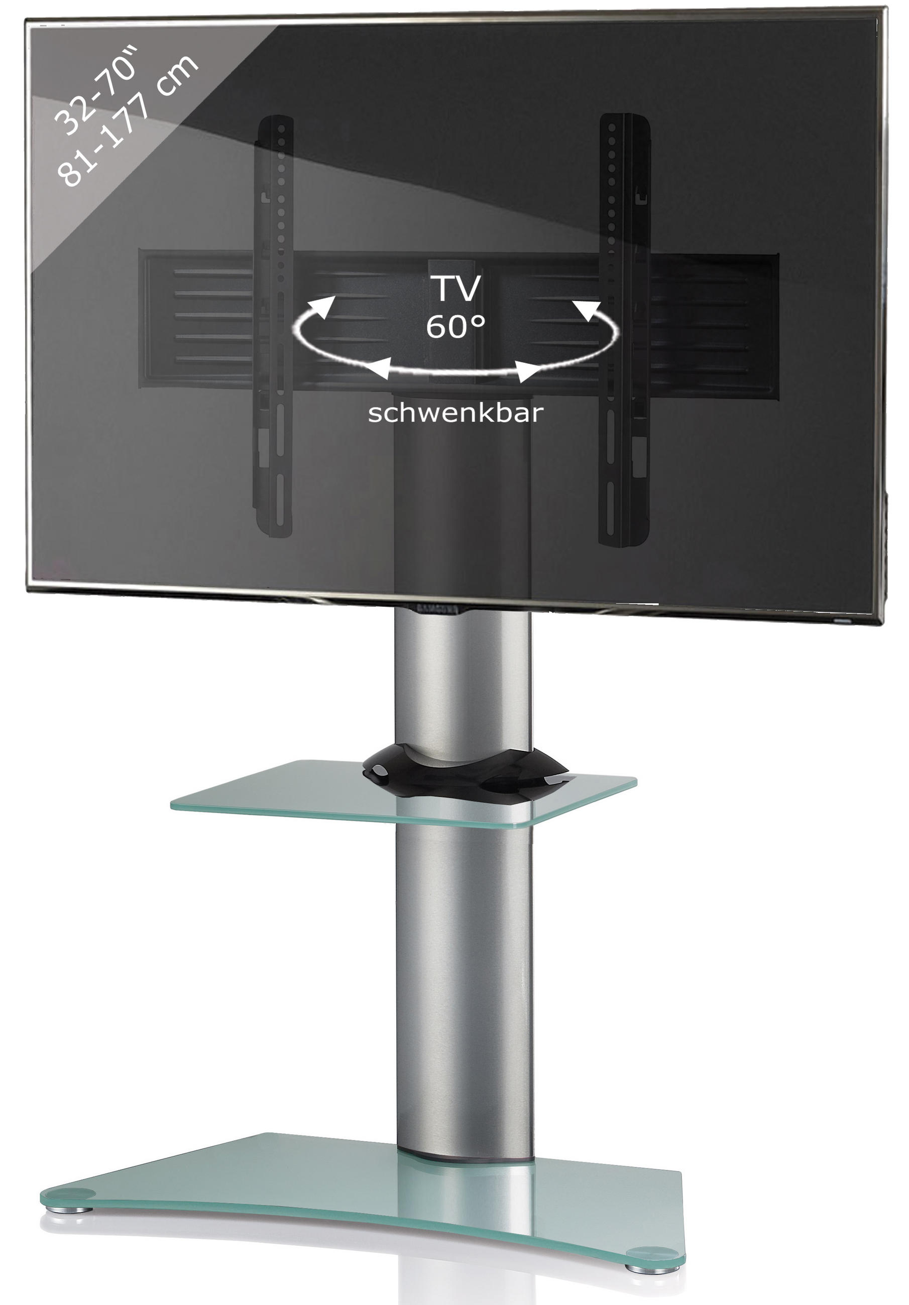 TV-RACK Metall, Glas Klar, Silberfarben  - Klar/Silberfarben, KONVENTIONELL, Glas/Metall (80/111/40cm) - MID.YOU