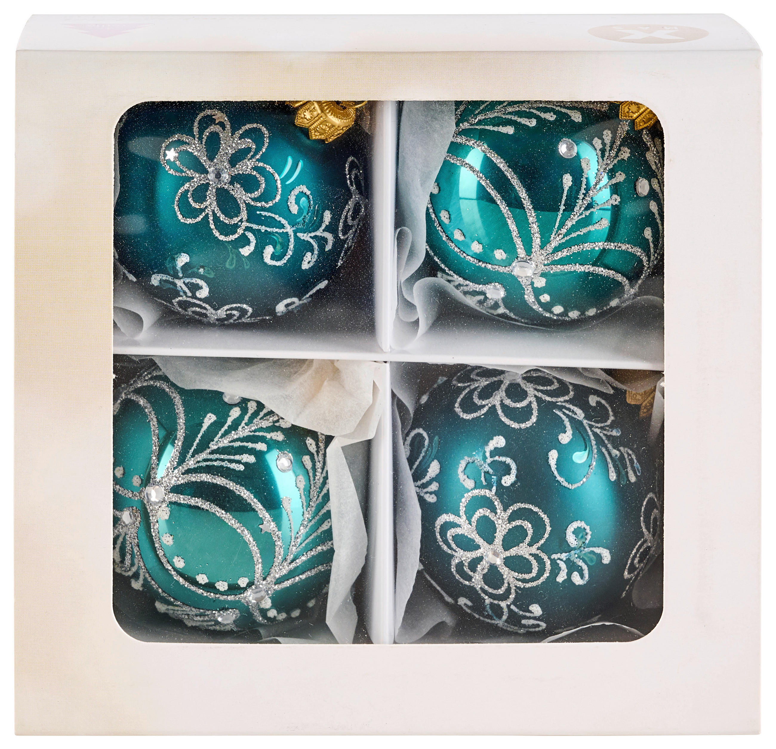 KARÁCSONYFAGÖMBSZETT - türkiz, Lifestyle, Üveg/fém (6cm) - X-Mas