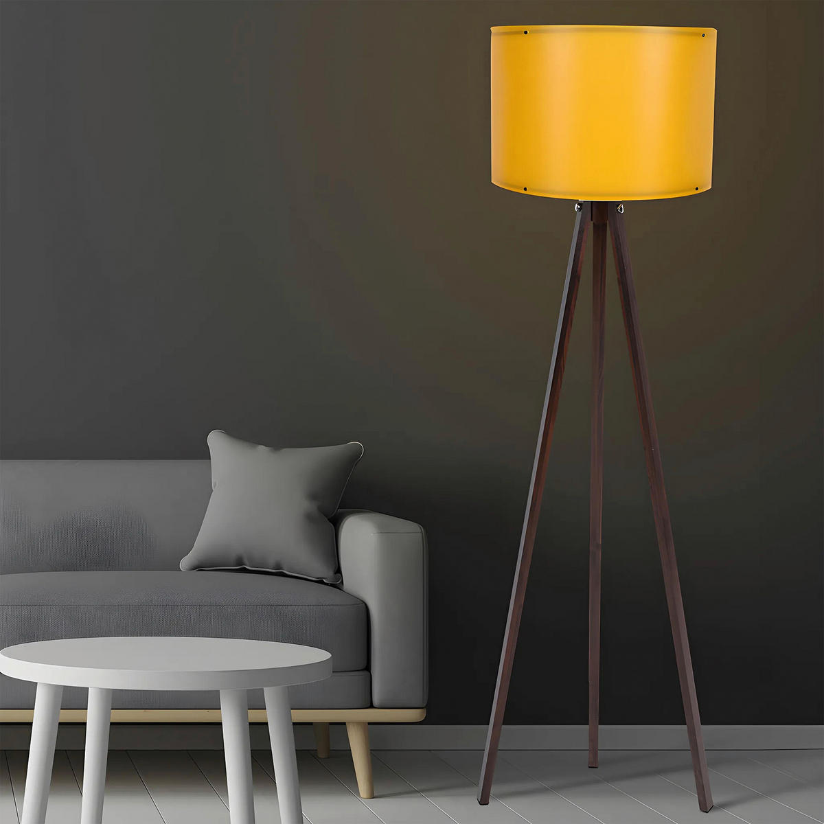 STEHLEUCHTE Modern  - Gelb/Walnussfarben, Design, Holzwerkstoff/Kunststoff (38cm) - P & B