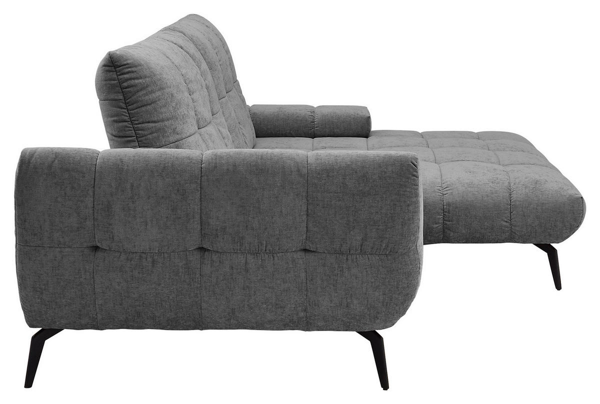 ECKSOFA Anthrazit Flachgewebe Rücken echt, Sitztiefenverstellung  - Anthrazit/Schwarz, KONVENTIONELL, Textil/Metall (273/211cm) - SetOne by Musterring