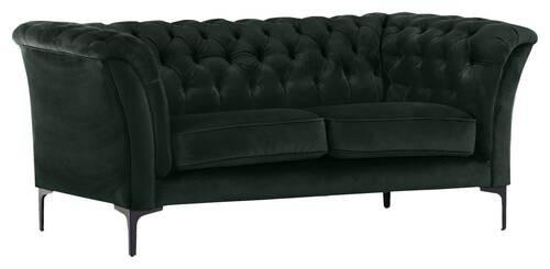 CHESTERFIELD-SOFA in Flachgewebe Grün  - Schwarz/Grün, LIFESTYLE, Textil/Metall (195/80/100cm) - Landscape