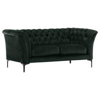 CHESTERFIELD-SOFA Grün Flachgewebe  - Schwarz/Grün, LIFESTYLE, Textil/Metall (195/80/100cm) - Landscape