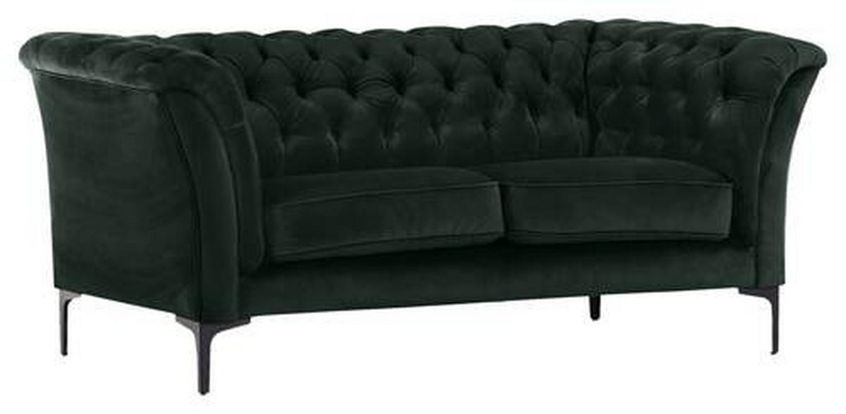 CHESTERFIELD-SOFA Grün Flachgewebe  - Schwarz/Grün, LIFESTYLE, Textil/Metall (195/80/100cm) - Landscape