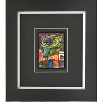 KUNSTDRUCK Hundertwasser Abstraktes, Architektur SCHNECKENHÄUSER  - Multicolor/Schwarz, Basics, Holzwerkstoff (38,5/43cm)