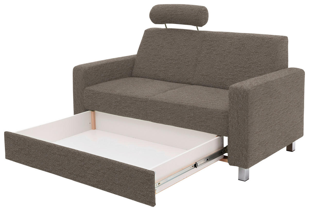 2-SITZER-SOFA in Flachgewebe Hellbraun  - Chromfarben/Hellbraun, Design, Textil/Metall (158/83/85cm) - Xora