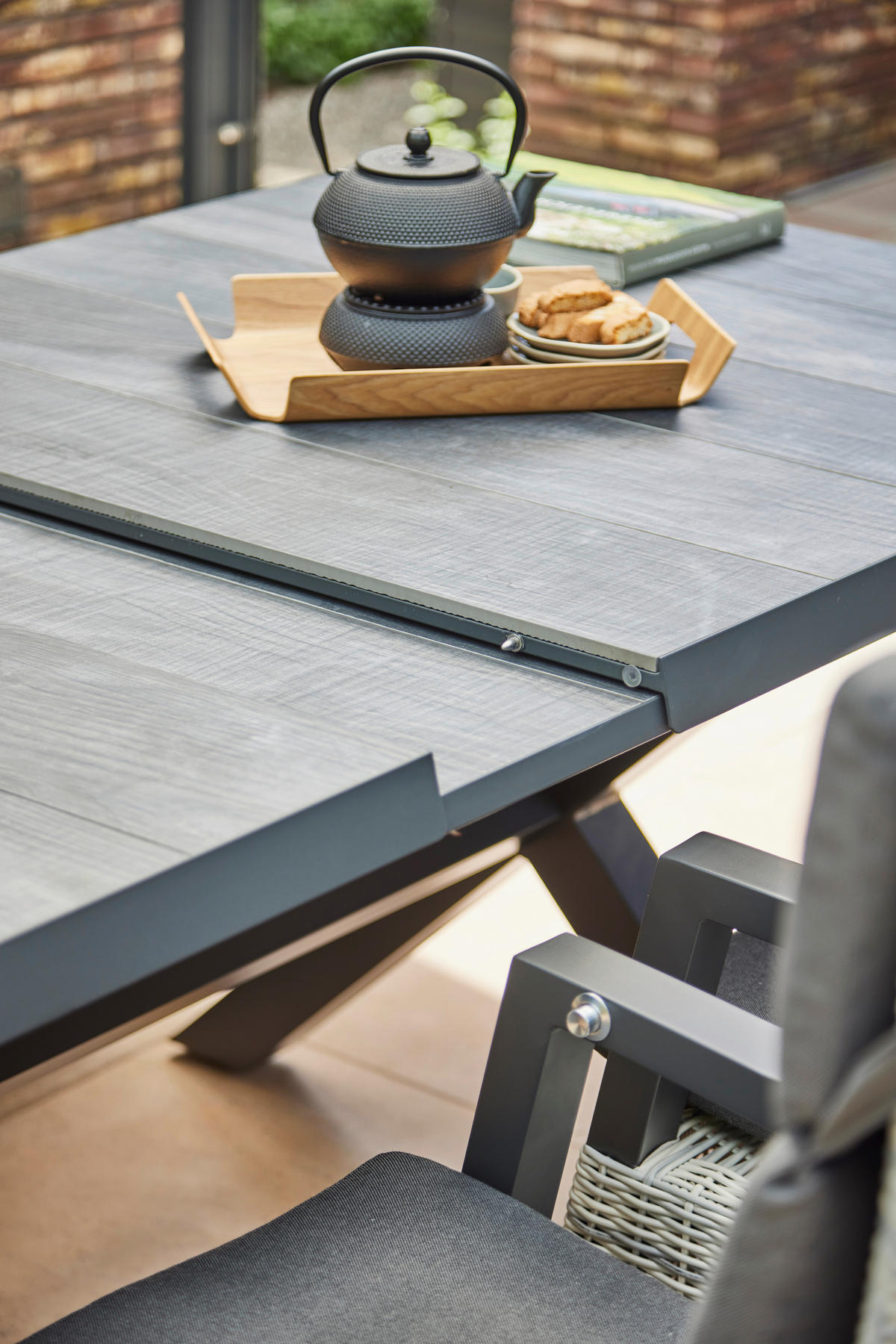 GARTENTISCHGRUPPE Aluminium  - Anthrazit, MODERN, Keramik/Kunststoff (100/88/260cm) - Siena Garden