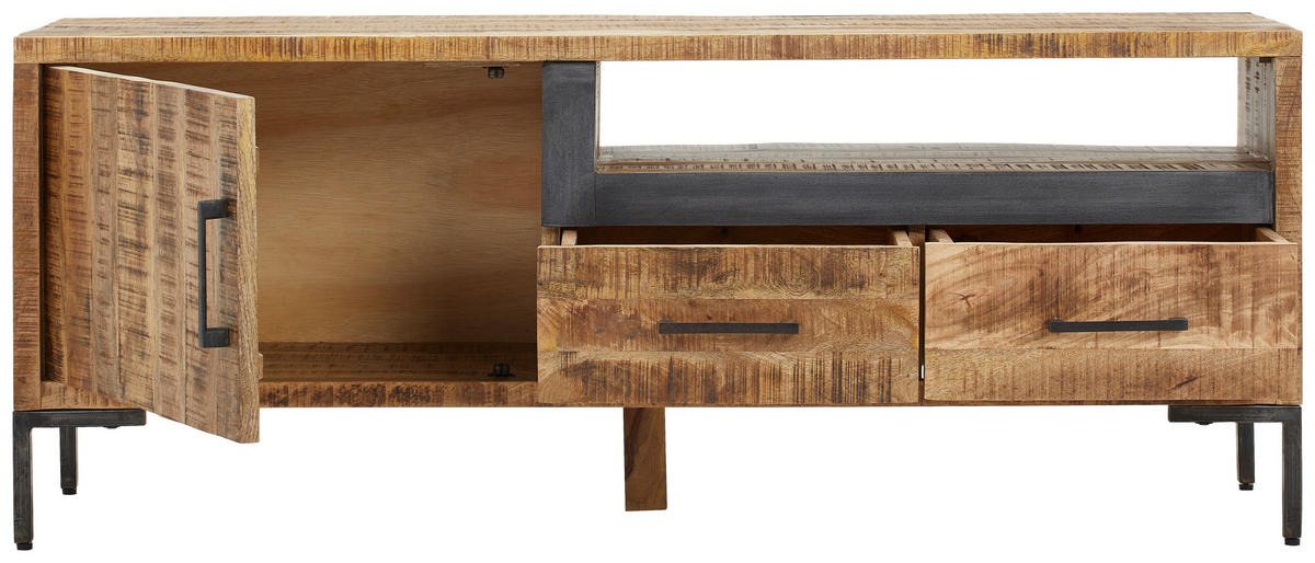 LOWBOARD 145/57/40 cm  - Anthrazit/Schwarz, Natur, Holz/Metall (145/57/40cm) - MID.YOU