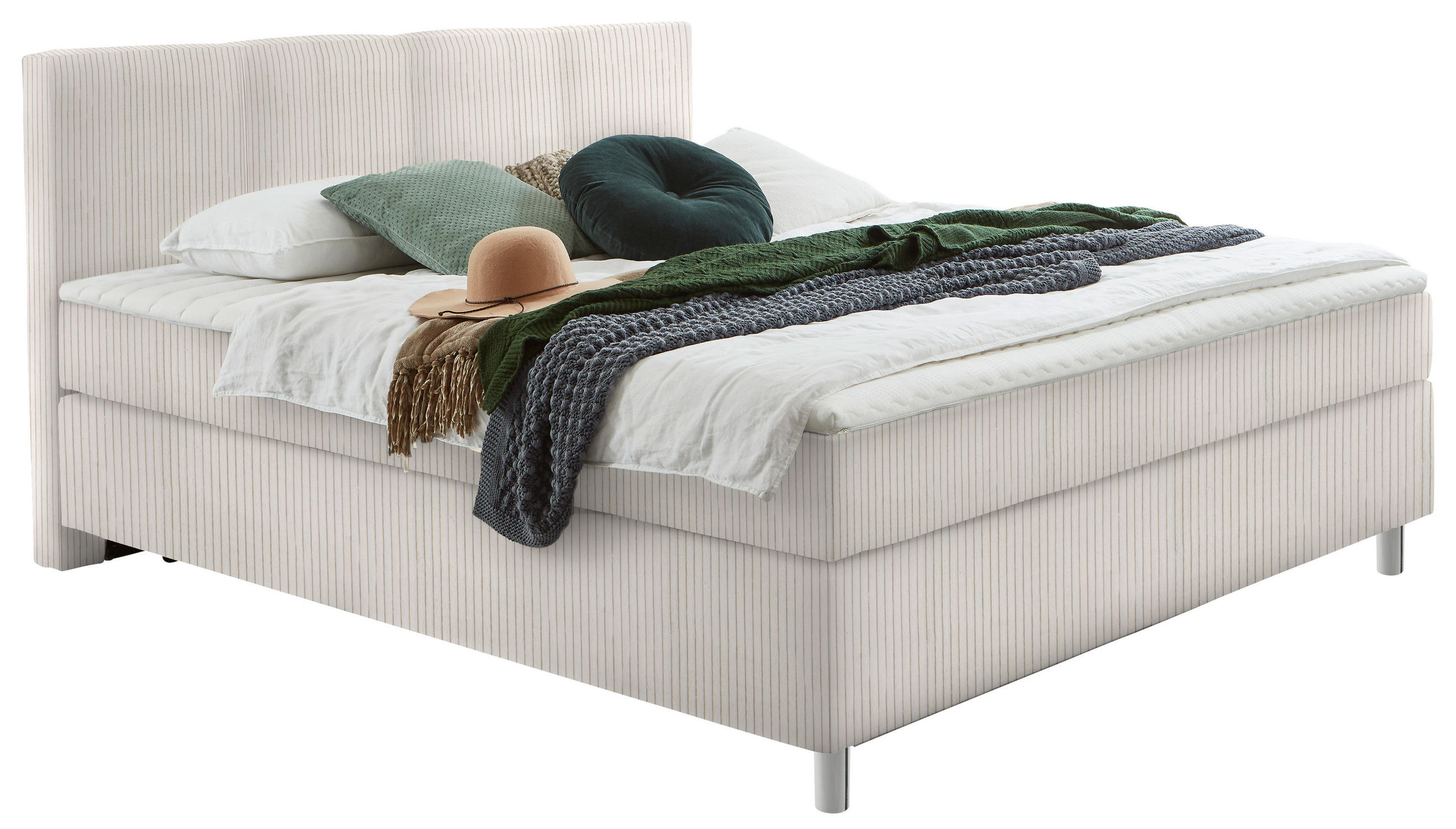 BOXSPRINGBETT 120/200 cm  in Creme  - Chromfarben/Creme, Konventionell, Kunststoff/Textil (120/200cm) - Hom`in