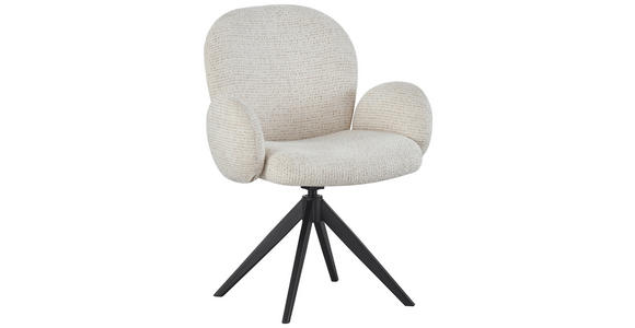ARMLEHNSTUHL in Eisen Webstoff - Beige/Schwarz, Design, Textil/Metall (63/87/65cm) - Novel