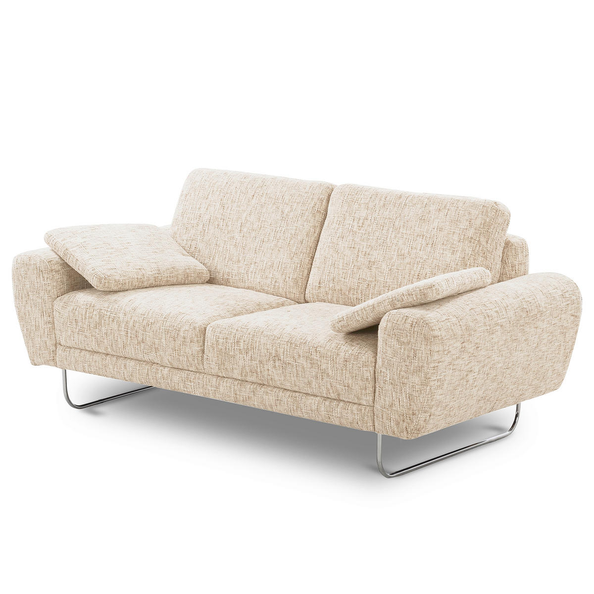 2-SITZER-SOFA SPRING in Webstoff Beige Modern  - Chromfarben/Beige, Design, Textil/Metall (157/85/92cm) - Livetastic