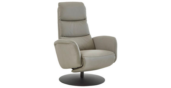 RELAXSESSEL in Leder Greige  - Greige/Schwarz, Design, Leder/Metall (76/108/86cm) - Dieter Knoll