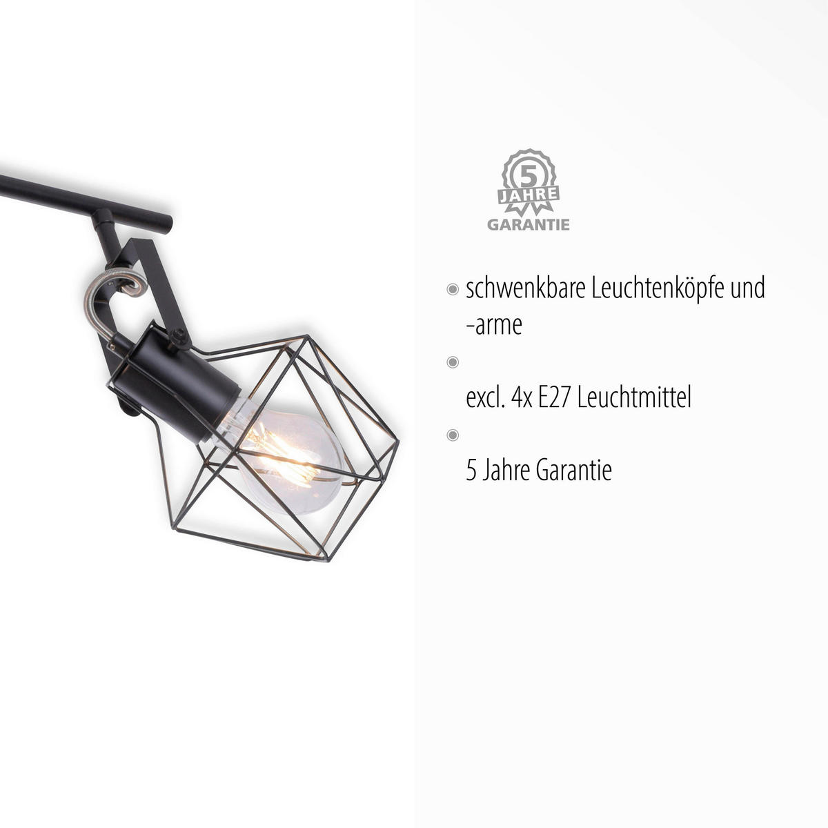 LED-DECKENLEUCHTE 110/109/30,5 cm   - Schwarz, Natur, Holz/Metall (110/109/30,5cm)