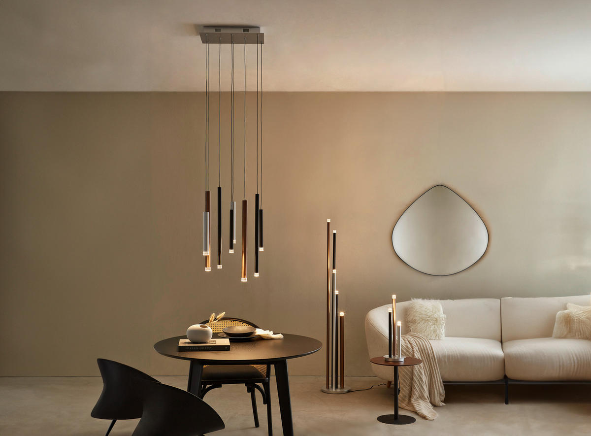 ZÁVESNÉ LED SVIETIDLO, 40/25/180 cm  - hnedá/čierna, Design, kov/plast (40/25/180cm)