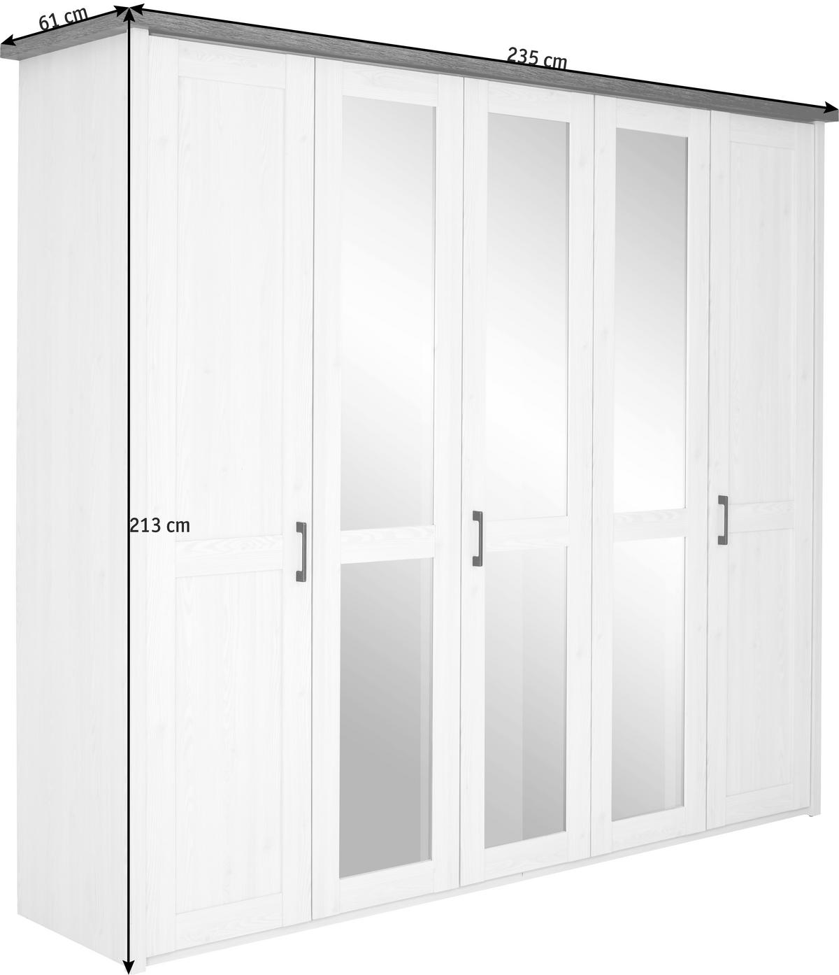 SKRIŇA S OTOČNÝMI DVERAMI, biela, farba hľuzovkového duba, 241/212/62 cm - biela/farba hľuzovkového duba, Lifestyle, kov/kompozitné drevo (241/212/62cm) - Carryhome