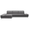 ECKSOFA Grau Chenille, Flachgewebe  - Chromfarben/Grau, Design, Textil/Metall (200/315cm) - Chilliano