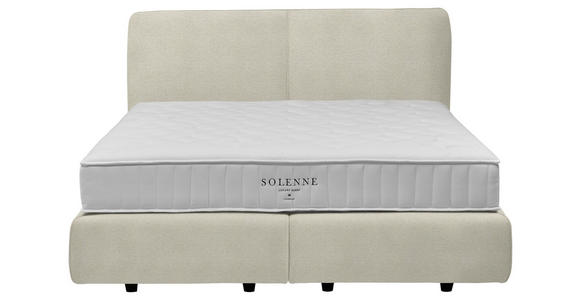 BOXSPRINGBETT 200/200 cm  in Elfenbein  - Elfenbein/Schwarz, Design, Kunststoff/Textil (200/200cm) - Johann Jakob