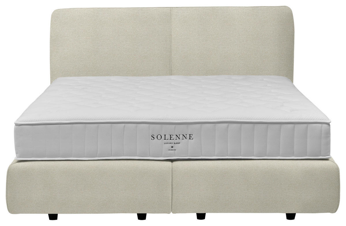 BOXSPRINGBETT 180/200 cm  Elfenbein  - Elfenbein/Schwarz, Design, Kunststoff/Textil (180/200cm) - Johann Jakob