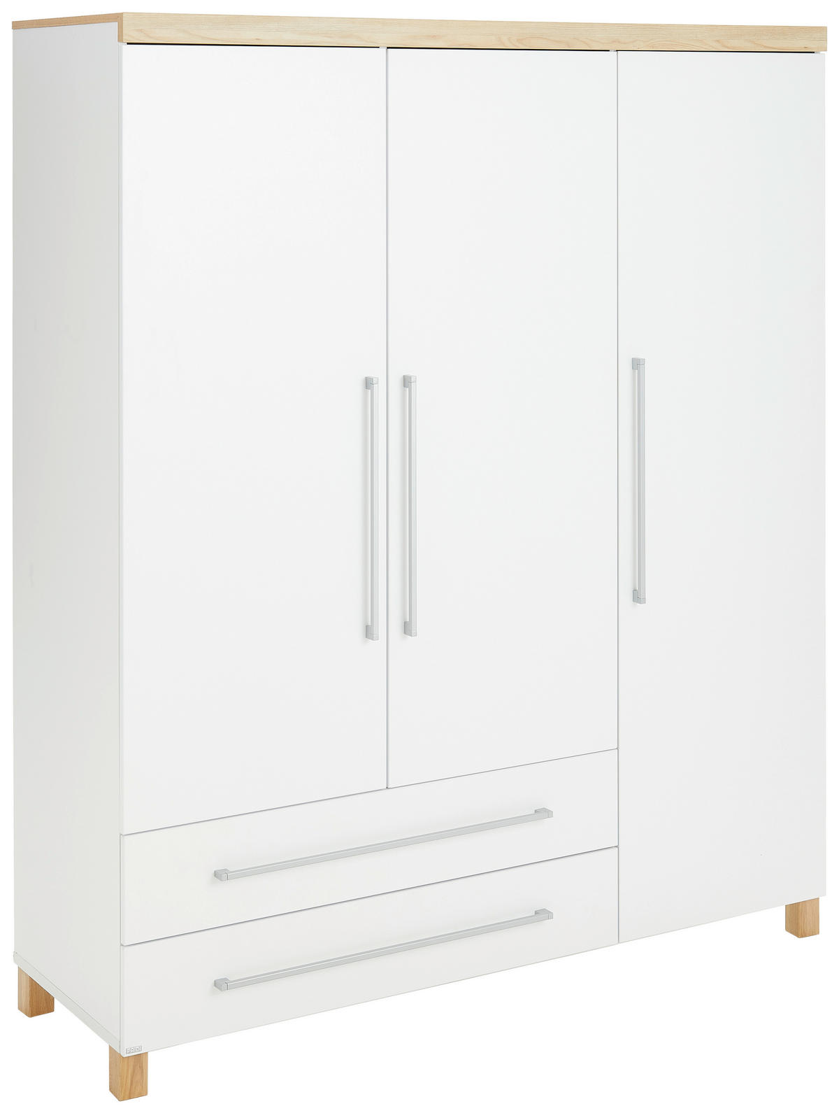 BABYKLEIDERSCHRANK Lennox Fresh  - Weiss/Silberfarben, Basics, Holzwerkstoff (164/198/55,9cm) - Paidi