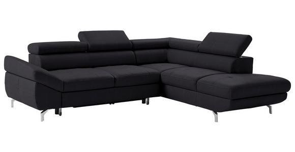 ECKSOFA Dunkelbraun Echtleder  - Dunkelbraun/Silberfarben, Design, Leder/Metall (270/220cm) - Novel