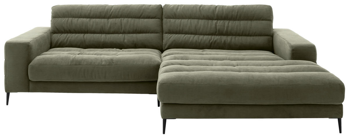 ROHOVÁ SEDAČKA, textil, kompozitní dřevo, olivově zelená - černá/olivově zelená, Design, kov/kompozitní dřevo (290/177cm) - Dieter Knoll