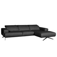ECKSOFA  in Echtleder Schwarz  295/187 cm  - Schwarz, Design, Leder/Metall (295/187cm) - Livetastic