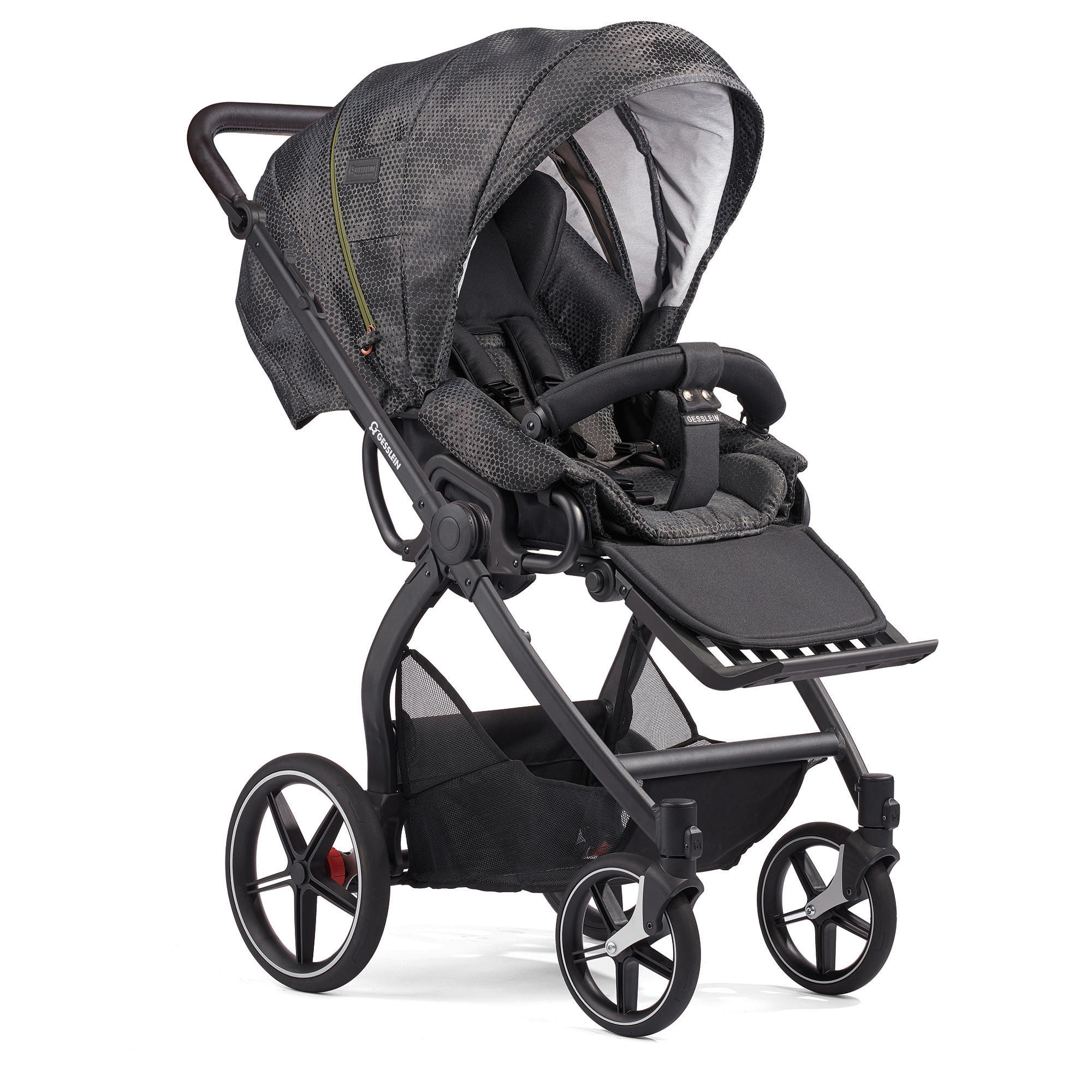 KINDERWAGENSET FX4 Classic  - Schwarz, Basics, Textil/Metall (57/129/100cm) - Gesslein