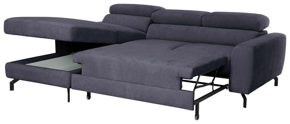 ECKSOFA Chenille Anthrazit  - Anthrazit/Schwarz, Design, Textil/Metall (177/226cm) - Livetastic