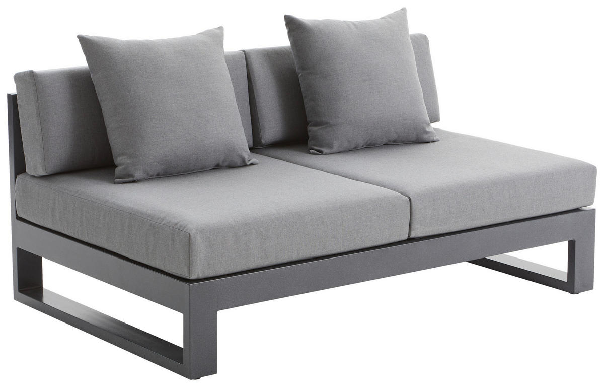 LOUNGESOFA 140/60/90 cm Aluminium  - Anthrazit, Design, Textil/Metall (140/60/90cm) - Amatio