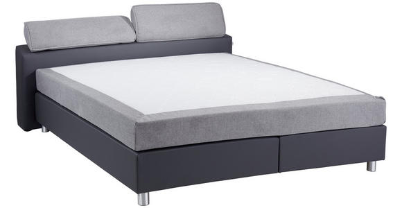 Boxspringbett mit Topper & Matratze H2 180x200cm Hampton - Anthrazit/Alufarben, KONVENTIONELL, Textil (180/200cm) - Luca Bessoni