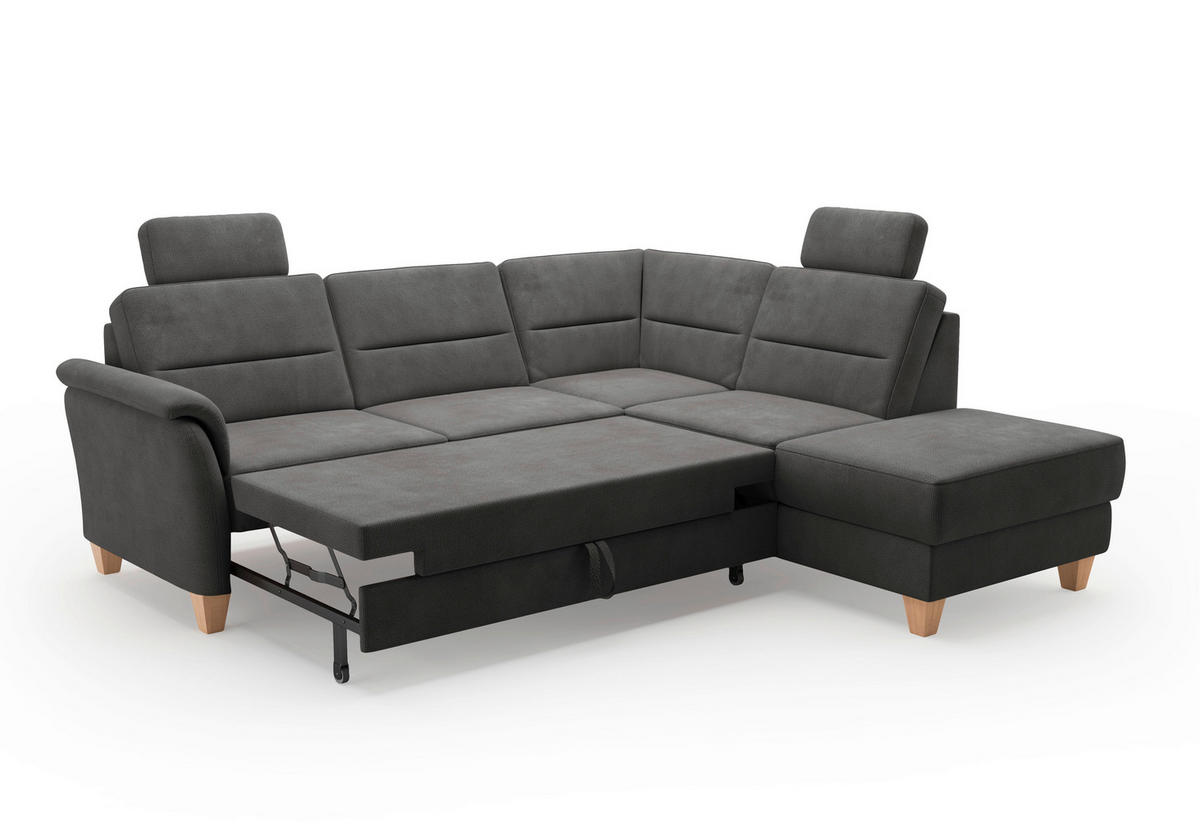 ECKSOFA in Flachgewebe Schwarz  236/212 cm  - Eichefarben/Schwarz, KONVENTIONELL, Holz/Textil (236/212cm) - Sit & More