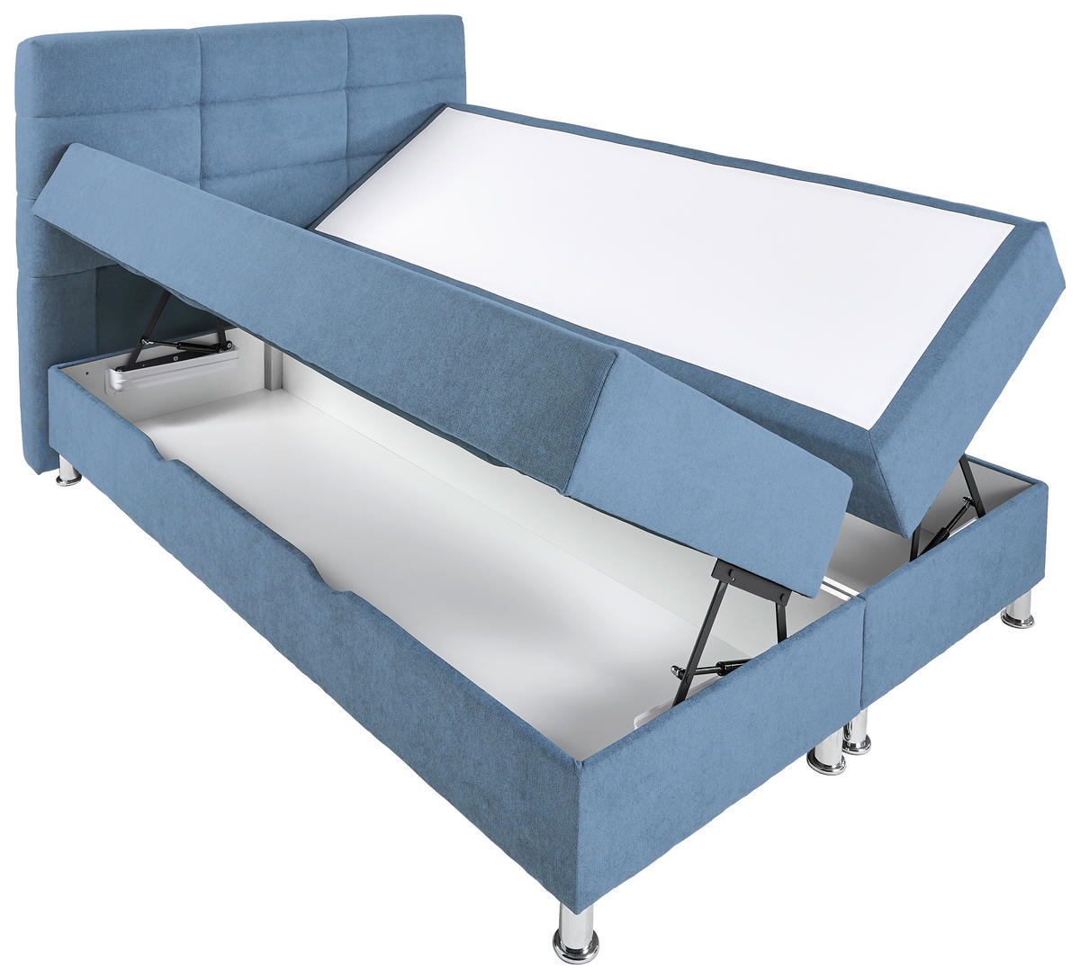 BOXBETT 140/200 cm  in Blau  - Chromfarben/Blau, Konventionell, Textil/Metall (140/200cm) - Carryhome