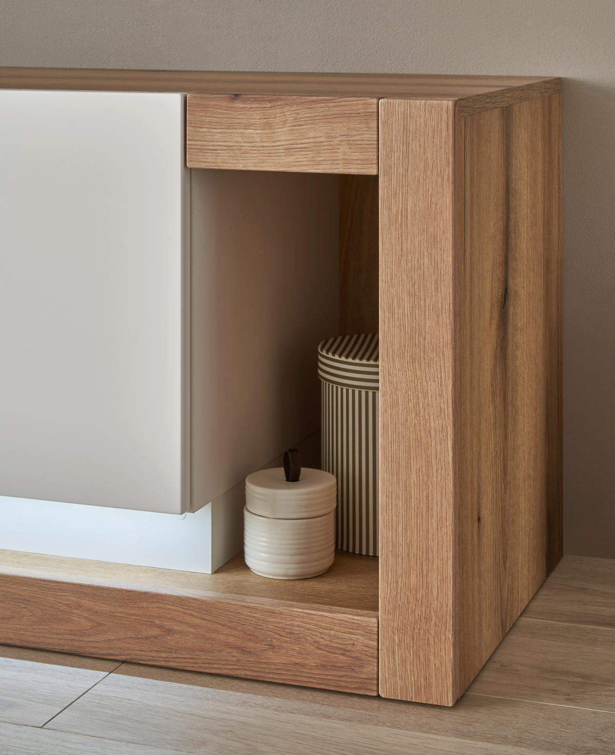 LOWBOARD  150/49/43 cm  Typenauswahl, stehend  - Eichefarben/Schwarz, Design, Holzwerkstoff/Metall (150/49/43cm) - MID.YOU