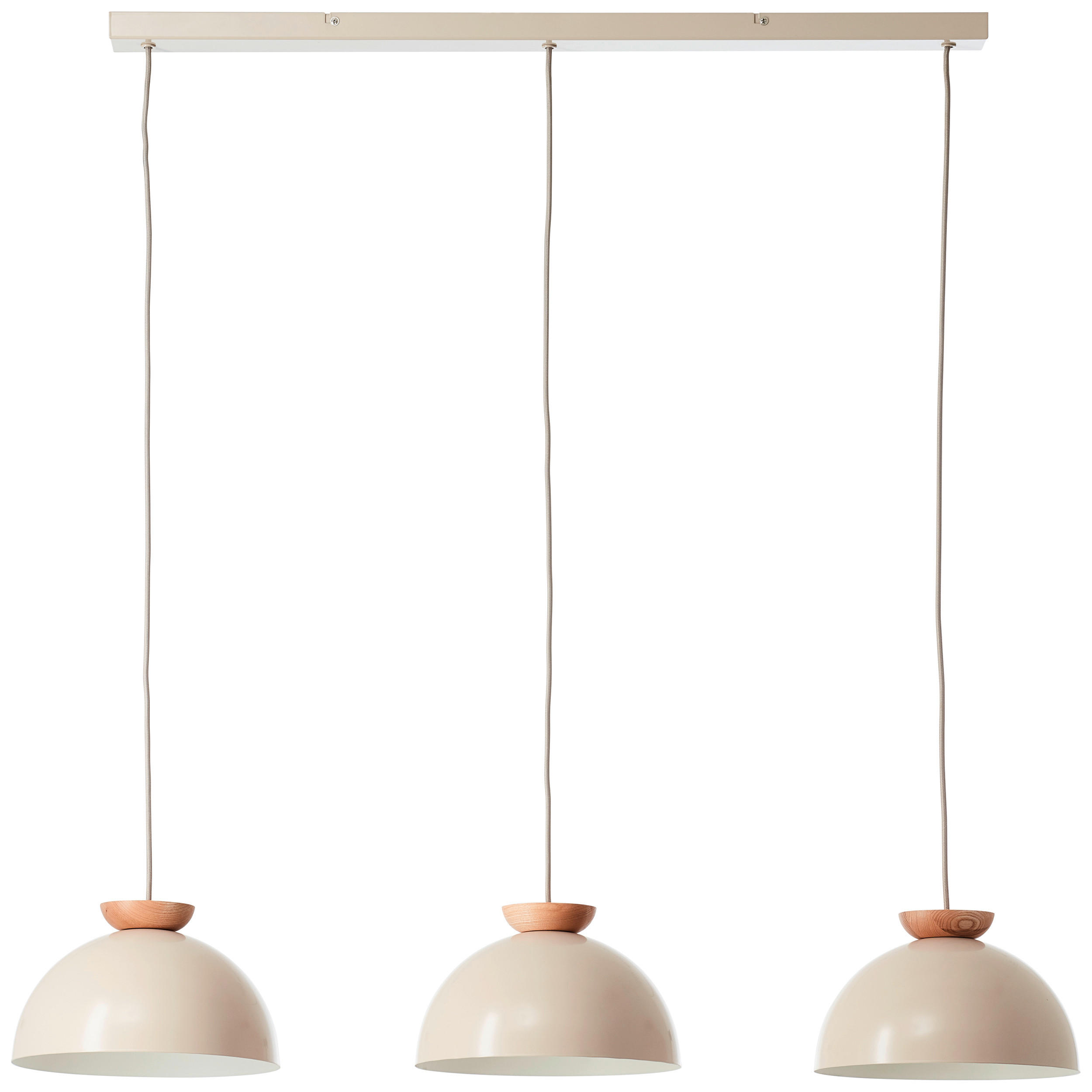 PENDELLEUCHTE 25/100/100 cm    - Beige/Naturfarben, Design, Holz/Metall (25/100/100cm) - Brilliant