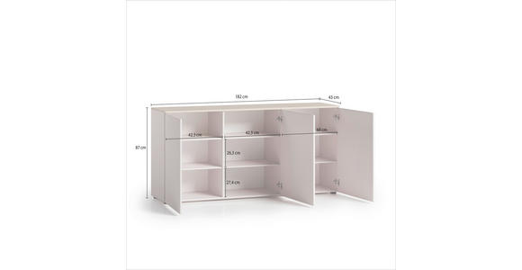 SIDEBOARD  181,7/89/43 cm  - Kaschmir/Eichefarben, Design, Holzwerkstoff/Kunststoff (181,7/89/43cm) - Voleo