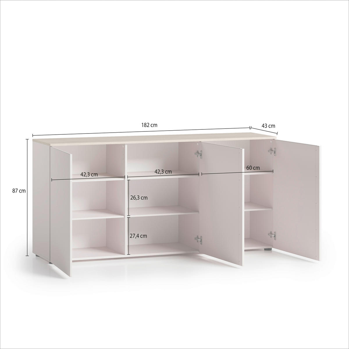 SIDEBOARD  181,7/89/43 cm  - svart/kashmir, Design, metall/trämaterial (181,7/89/43cm) - Voleo