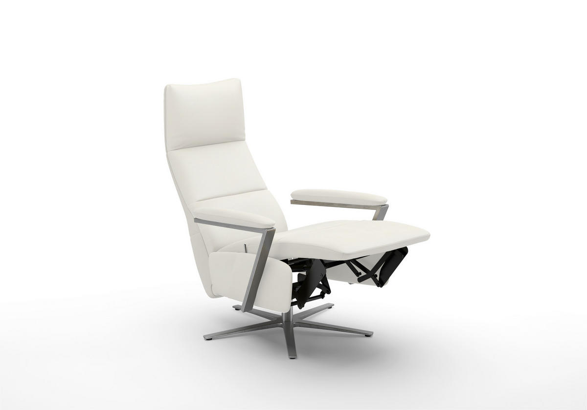 RELAXSESSEL TV VARIO COMFORT E S1 Echtleder Kopfteilverstellung, Rücken echt    - Silberfarben/Weiß, Basics, Leder/Metall (70/124/85cm) - Sit & More