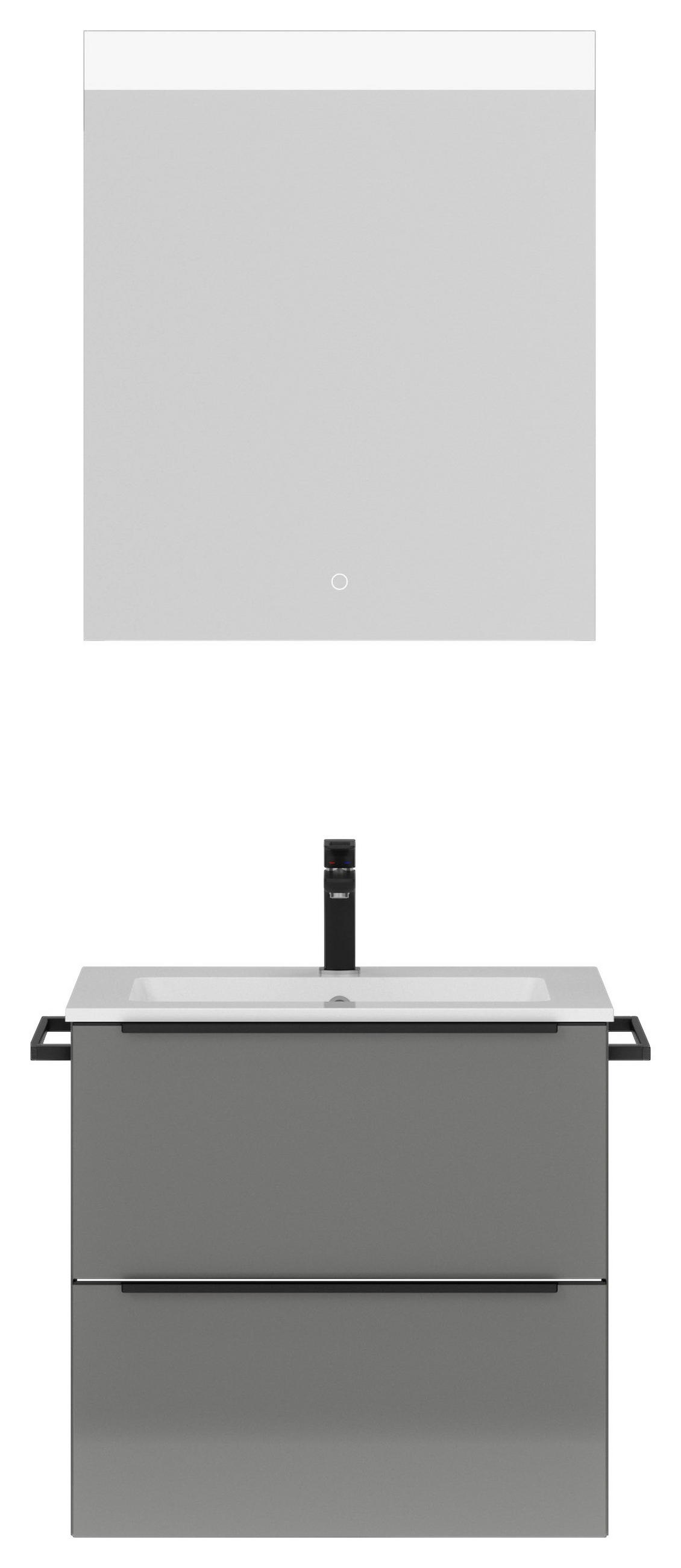 BADEZIMMER  in 61 cm  - Schieferfarben/Schwarz, MODERN, Holzwerkstoff/Stein (61cm) - Nobilia