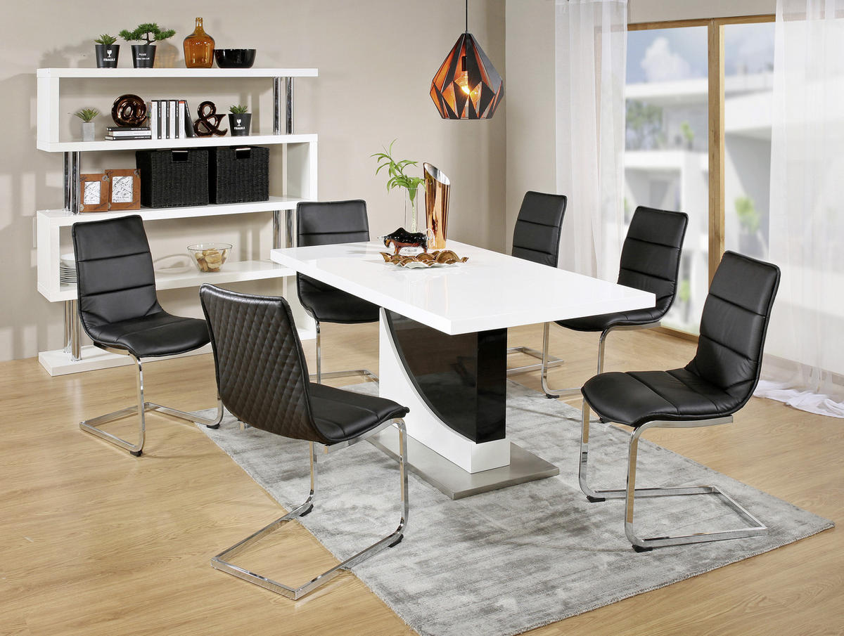 STOL ZA BLAGOVAONICU  crna, bijela  metal, drvni materijal  - bijela/crna, Design, drvni materijal/metal (160/90/76cm) - Xora