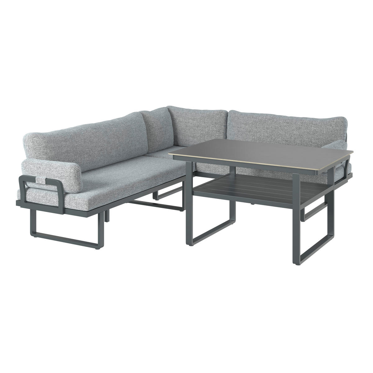 SALON DE JARDIN REPAS  3 pièces  - gris foncé/anthracite, Design, métal/textile (202/236cm) - Dieter Knoll