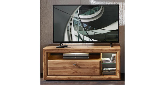LOWBOARD 130/54/50 cm - Chromfarben/Eichefarben, KONVENTIONELL, Glas/Holzwerkstoff (130/54/50cm) - Cantus