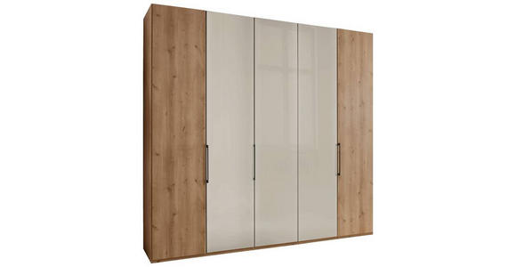 FALTTÜRENSCHRANK 250/236/58 cm 5-türig  - Schieferfarben/Eiche Bianco, KONVENTIONELL, Glas/Holzwerkstoff (250/236/58cm) - Dieter Knoll