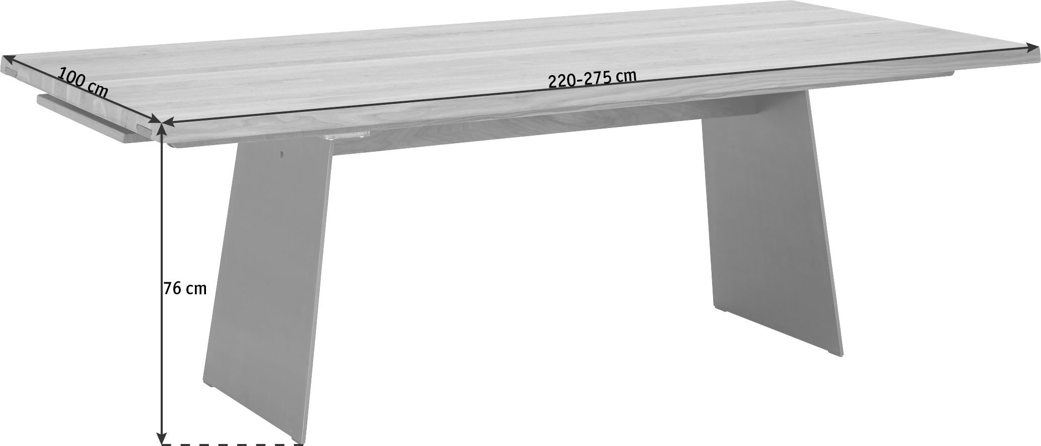 ESSTISCH in Holz, Metall 220-275/100/76 cm  - Nussbaumfarben, Natur, Holz/Metall (220-275/100/76cm) - Anrei