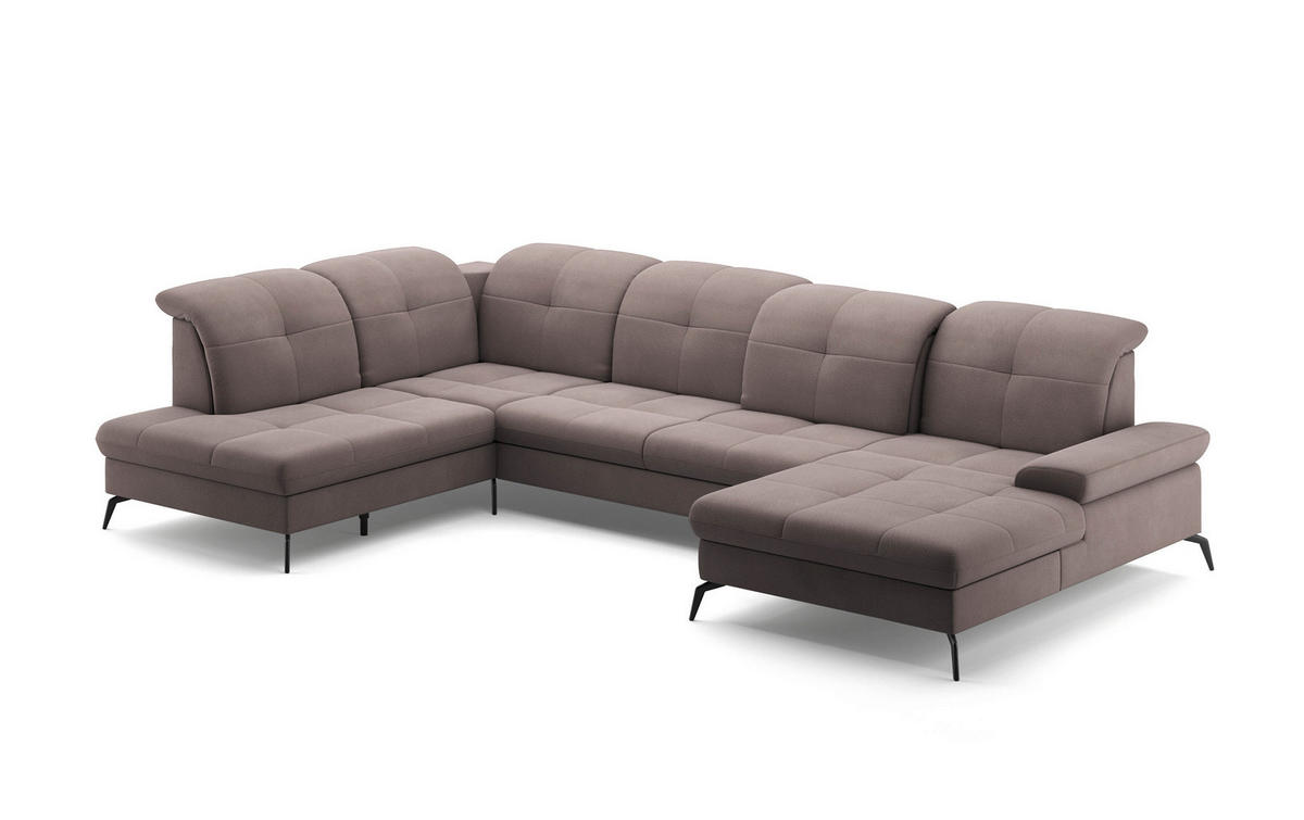 WOHNLANDSCHAFT Taupe Flachgewebe  - Taupe/Schwarz, KONVENTIONELL, Textil/Metall (231/357/185cm) - Sit & More