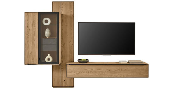 WOHNWAND 3-teilig  in Anthrazit, Kastanienfarben  273,8/205,5/39,5 cm  - Kastanienfarben/Anthrazit, Natur, Glas/Holz (273,8/205,5/39,5cm) - Valnatura