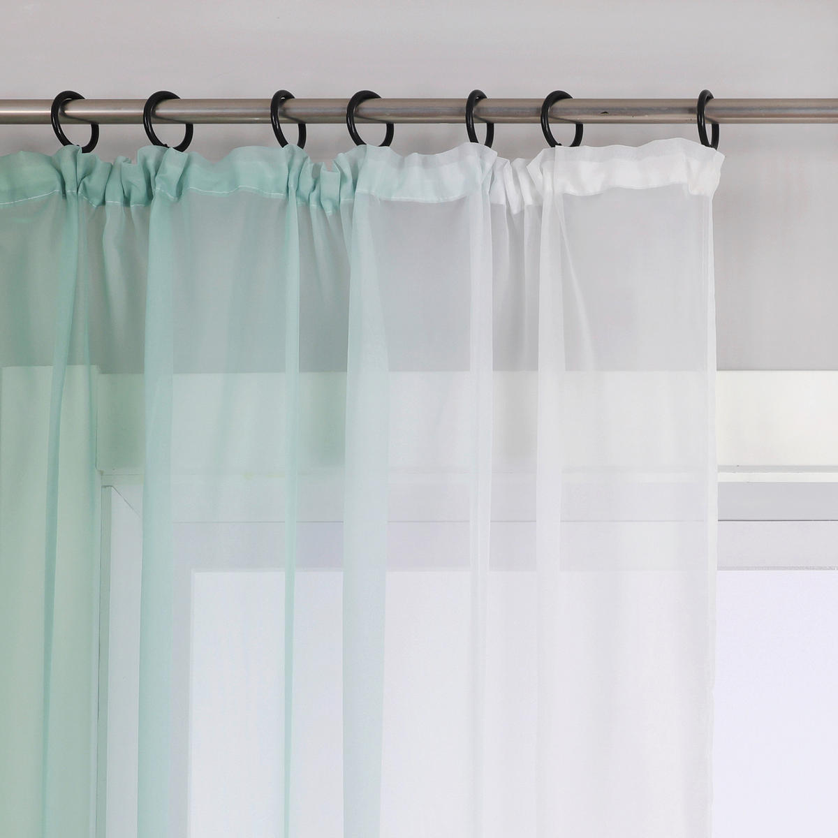 FERTIGVORHANG  transparent  140/145 cm   - Türkis/Weiß Hochglanz, Basics, Textil (140/145cm) - Joyswahl