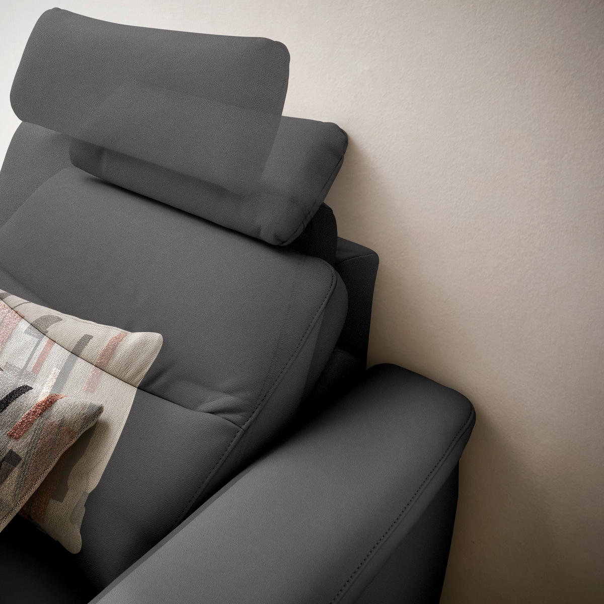 ECKSOFA in Echtleder Grau  249/280 cm  - Anthrazit/Grau, Design, Leder/Metall (249/280cm) - Himolla Komfortklass