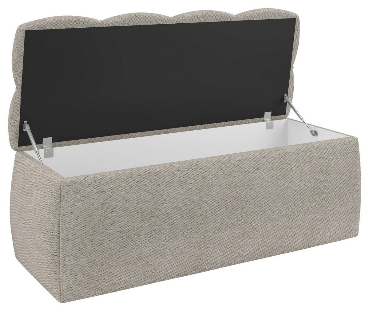 BETTBANK Bouclé Elfenbein  - Elfenbein/Schwarz, Basics, Kunststoff/Textil (144/56/55cm) - Chameo