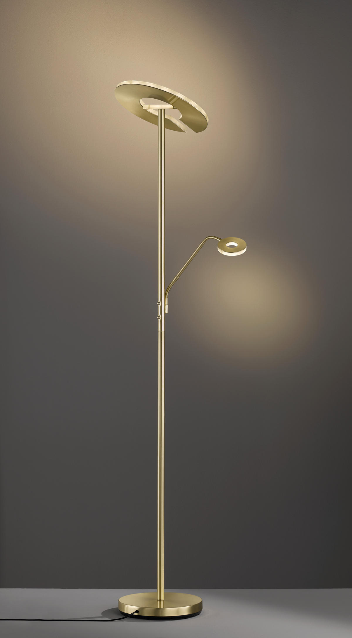 LED-STEHLEUCHTE - Weiss/Messingfarben, Design, Kunststoff/Metall (35/180cm) - Fischer & Honsel