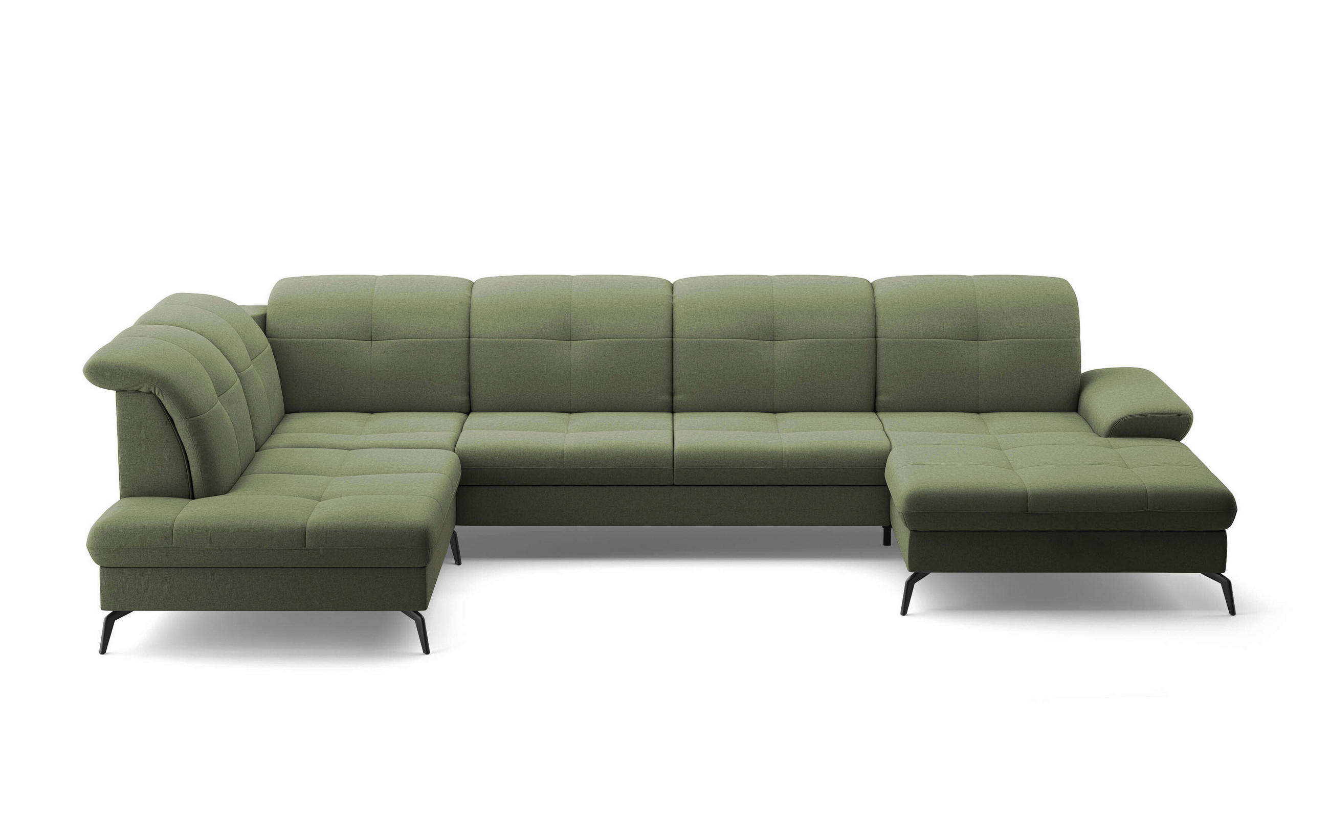 WOHNLANDSCHAFT in Flachgewebe Olivgrün  - Schwarz/Olivgrün, Konventionell, Textil/Metall (231/357/185cm) - Sit & More